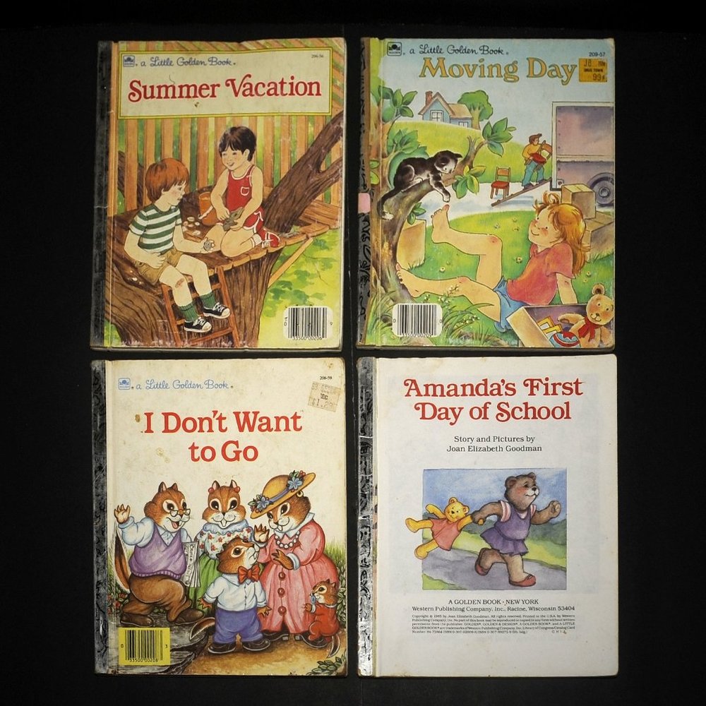 VTG Little Golden Books Lot of 4 Moving Vacation 1st Day of School Stories 80's